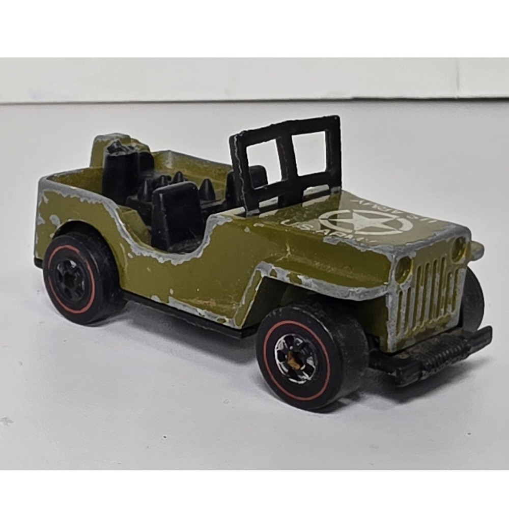 Hot Wheels Redline US Army Jeep 1970 Olive Drab Hong Kong Vintage Diecast Car